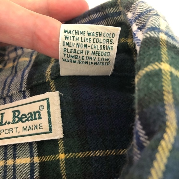 L.L. BEAN Shirt Men's Size XXL Green 100% Cotton USA Made VINTAGE Flannel - Picture 7 of 10